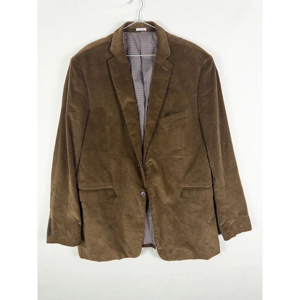 Saddlebred Heritage Corduroy Blazer Sport Coat Mens 46L Brown Dark Academia Prep